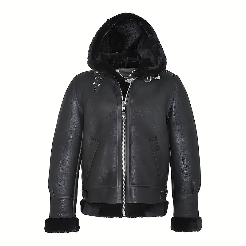 Blouson aviateur Schott LC1259H en cuir noir doublé de fourrure