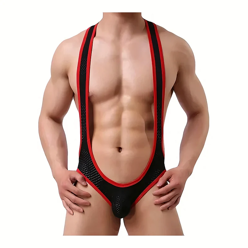 Body jockstrap en maille avec bretelles
