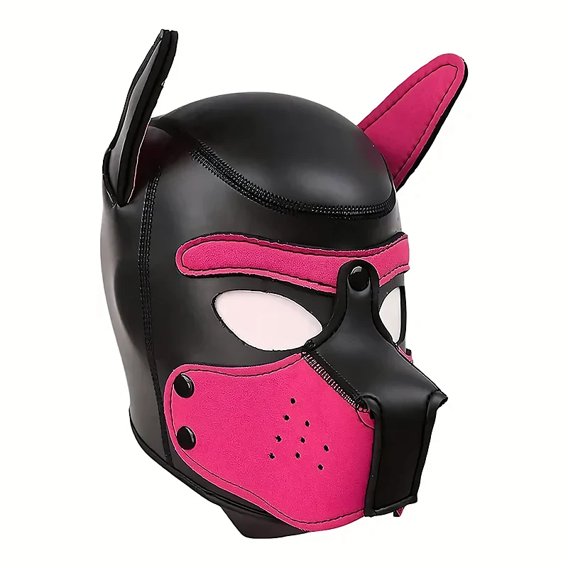 Masque intégral de chien en latex souple à oreilles flexibles